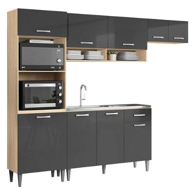 Kit Cozinha Atenas Com Balcão De Pia Avena Grafite - Aramóveis