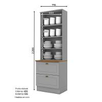 Cristaleira Nova York Cinza Com Tampo Naturale – Henn - 3