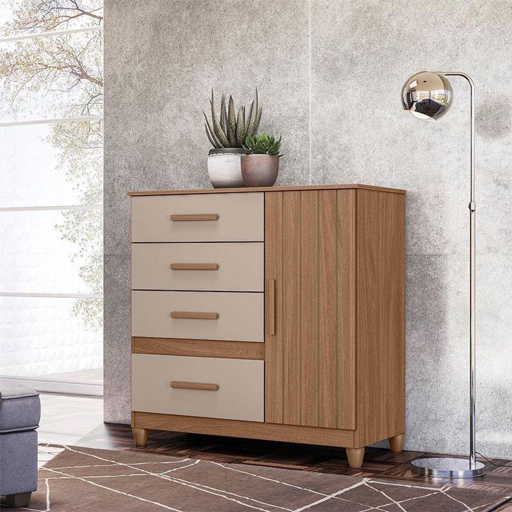 Guarda Roupa Casal San Francisco E Cômoda Vênus Carvalho Fendi Com Pés - Moval - 9