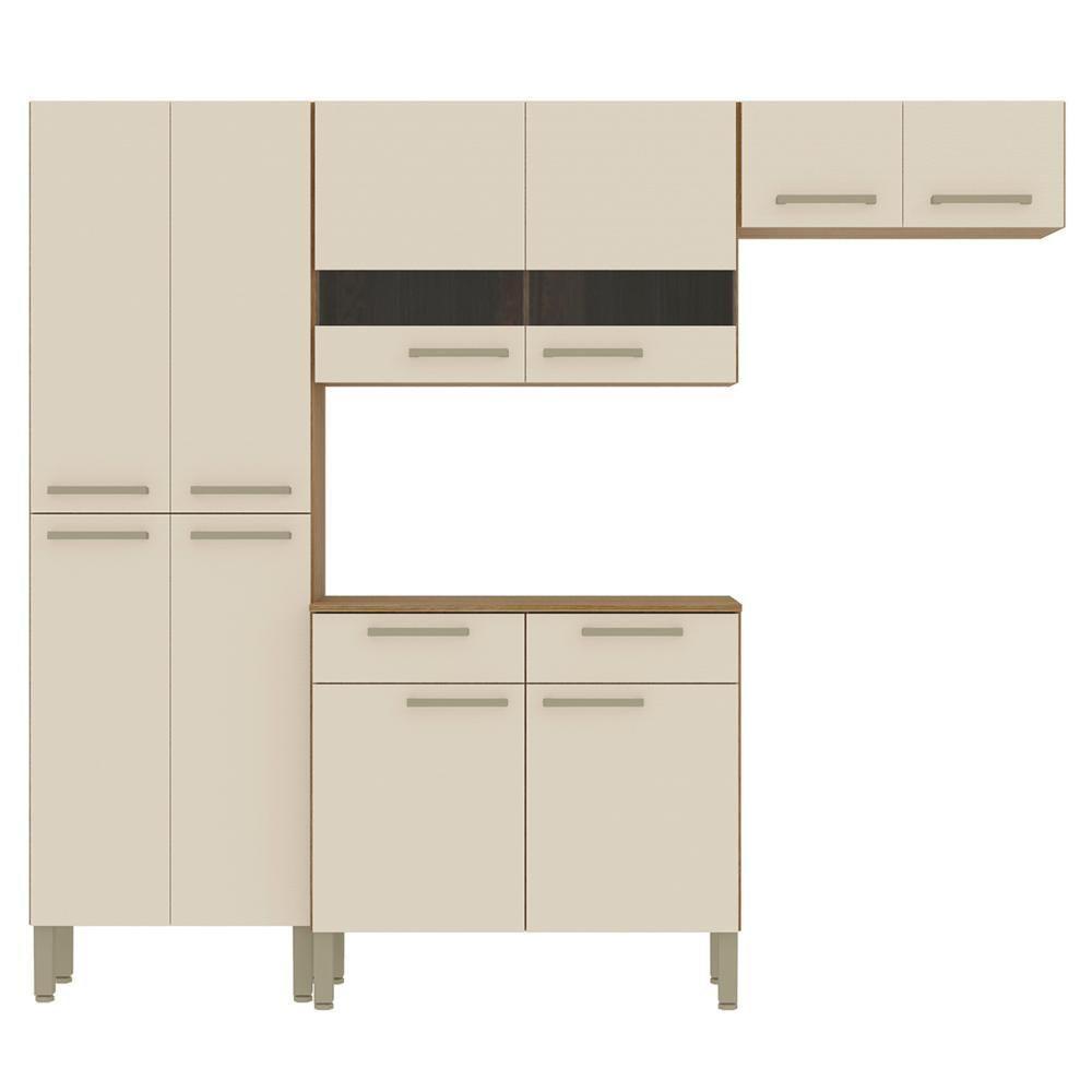 Cozinha Compacta Com Balcão 221cm Vivian Plus Freijó/soft Z06 - Mpozenato - 1