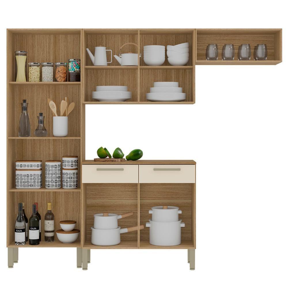 Cozinha Compacta Com Balcão 221cm Vivian Plus Freijó/soft Z06 - Mpozenato - 5