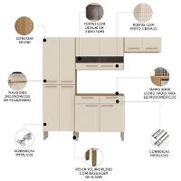 Cozinha Compacta Com Balcão 221cm Vivian Plus Freijó/soft Z06 - Mpozenato - 3