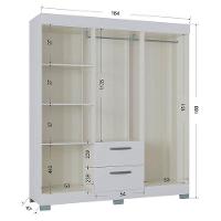 Guarda Roupa Casal Tóquio 6 Portas Com Armário Multiuso 2 Portas Pequeno Branco Brilho - Poquema - 2
