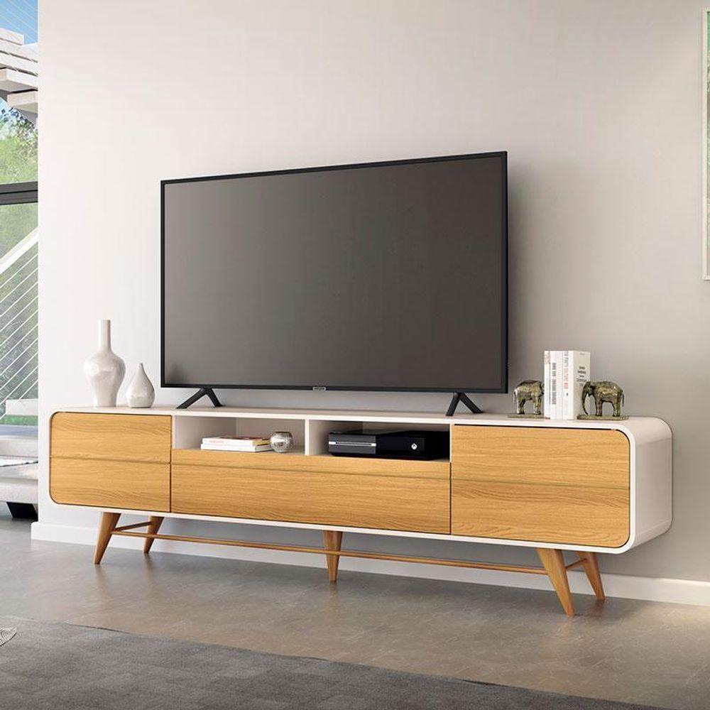 Rack Bancada Para Sala época Off White Cinamomo – Hb Móveis - 6