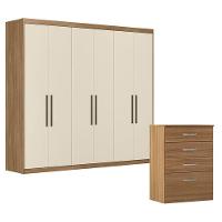 Cômoda Astral E Guarda Roupa Casal Venice 62480 Amendola Touch Off White - Demóbile - 1