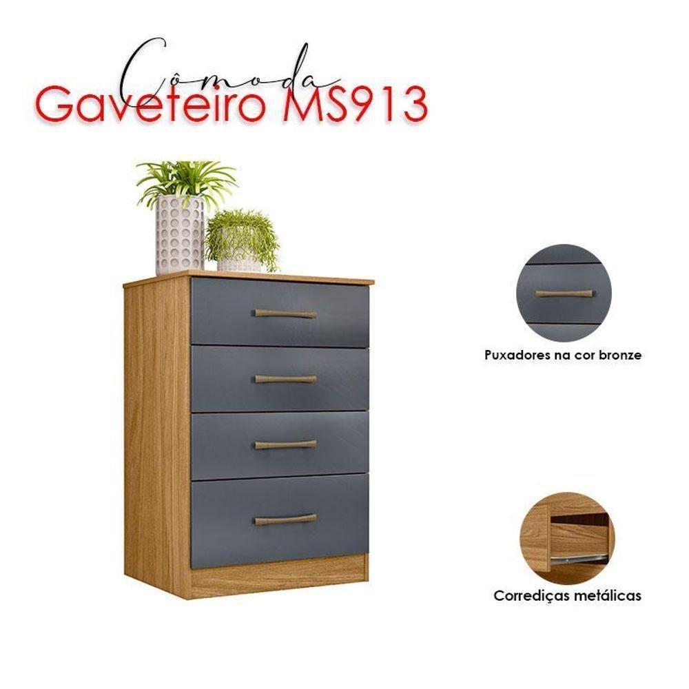Guarda Roupa Casal Panamá E Cômoda Ms913 Freijó Cinza – Moval - 6