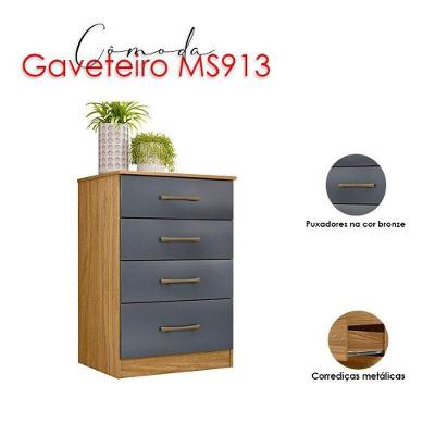 Kit Guarda Roupa Casal Panamá 6 Portas 2 Gavetas Bater Freijó Cinza e Cômoda