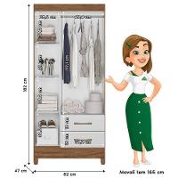 Guarda Roupa Solteiro Lima 3 Portas Naturale Branco - Moval