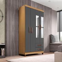 Guarda Roupa Solteiro Mogi Com Espelho 4 Portas Carvalho Americano Grafite - Incorplac - 2