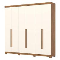 Guarda Roupa Casal Pétrus 6 Portas 4 Gavetas Com Pés Nature Off White - Henn - 1