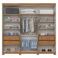 Guarda Roupa Casal Pétrus 6 Portas 4 Gavetas Com Pés Nature Off White - Henn - 2