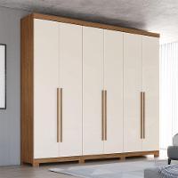 Guarda Roupa Casal Pétrus 6 Portas 4 Gavetas Com Pés Nature Off White - Henn - 7