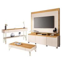 Estante Home Theater Quantum E Aparador Vivant E Mesa De Centro Cadenza Off White Cinamomo– Hb Móveis - 1