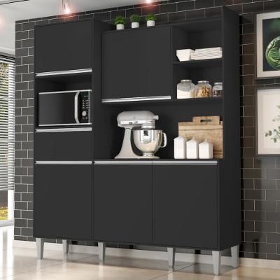 Armário De Cozinha Compacta 160cm 5 Portas Isabel Preto - Ajl Móveis