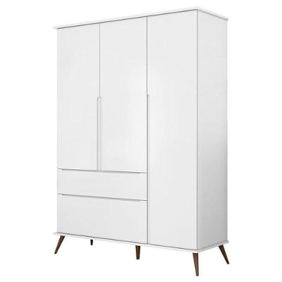 Guarda Roupa Infantil Retrô Alice 3 Portas 2 Gavetas Branco Acetinado MDF