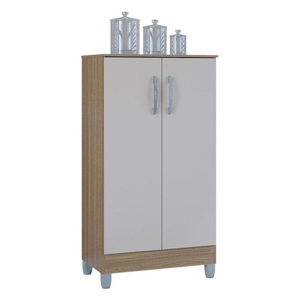 Cômoda 868 4 Gavetas E 1 Porta Com Armário Multiuso 2 Portas Pequeno Castanho Off White - Poquema - 5