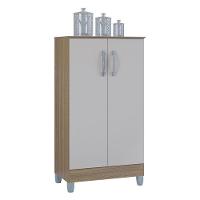 Cômoda 868 4 Gavetas E 1 Porta Com Armário Multiuso 2 Portas Pequeno Castanho Off White - Poquema - 5