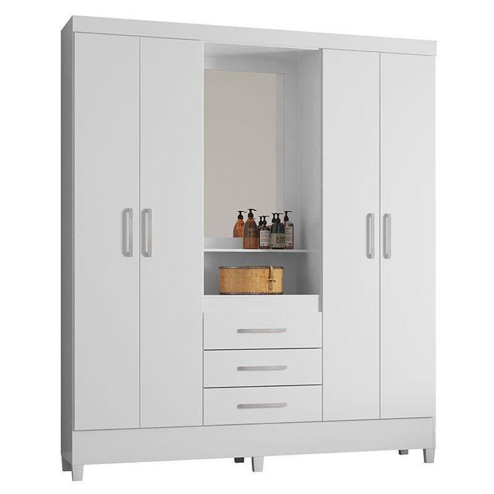 Cômoda Flora E Guarda Roupa Casal Capelinha Pérsia Branco Flex - Demóbile - 4