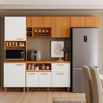 Cozinha Compacta Ema 10 Portas 1 Gaveta MDF 260cm Off White com Pés Reguláveis