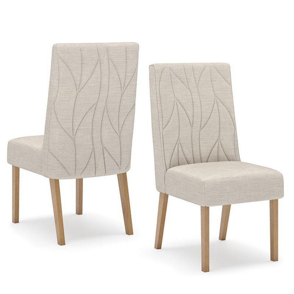 Cadeira Para Mesa De Jantar Eloá Kit 2 Peças Nature Linho - Henn - 1