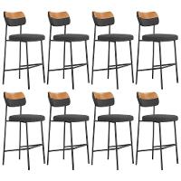 Banqueta Alta Bar Estofada Kit 8 Milli Linho Grafite/caramelo A14 - Mpozenato - 1