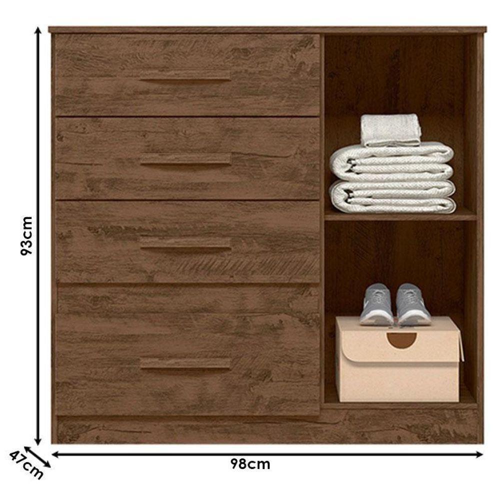 Guarda Roupa Solteiro Chile E Cômoda Vênus Castanho Wood Flex – Moval - 7