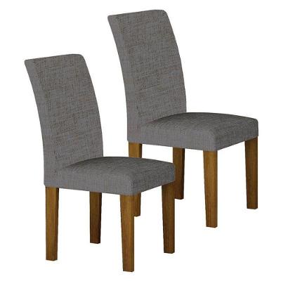 Cadeira Para Mesa De Jantar Napoli Mdf Kit 2 Peças Freijó Linho Cinza – Leifer Móveis