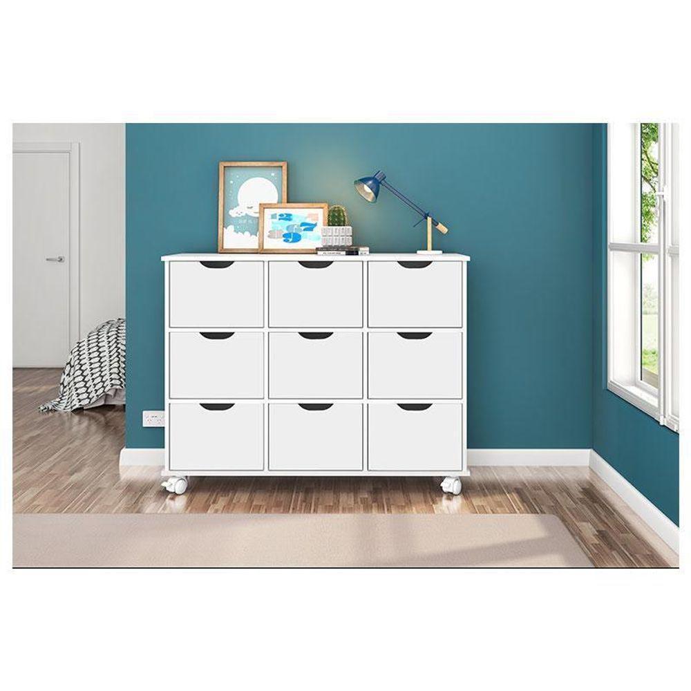 Nicho Organizador 9 Gavetas Branco Brilho - Qmovi - 2