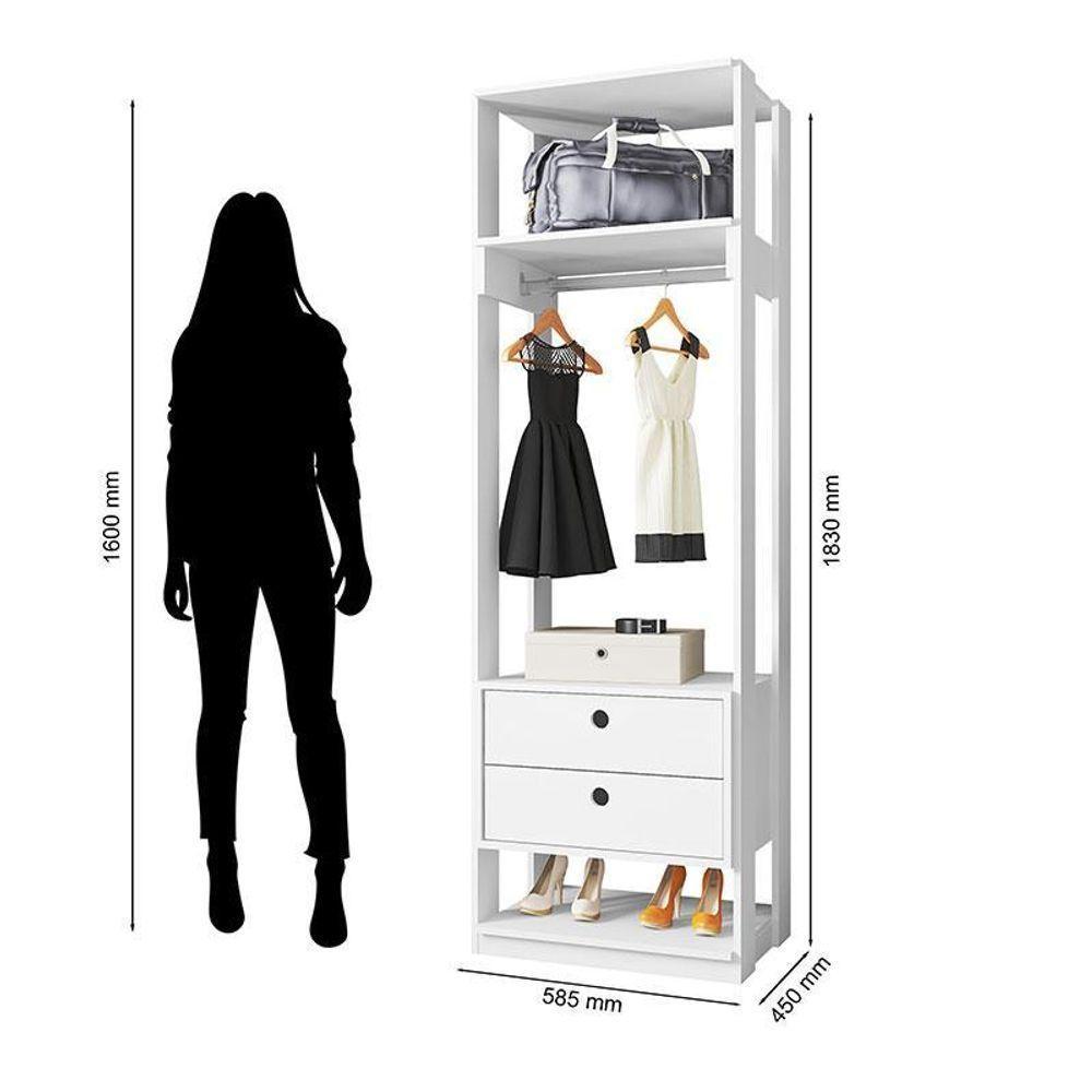 Guarda Roupa Modulado Ambiente Titan Com Gavetas Branco - Móveis Leão - 3