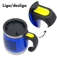 Copo Elétrico Stirring Mug 400ml Caneca Azul Escuro Com Mixer Magnético Recarregável De Aço Inox