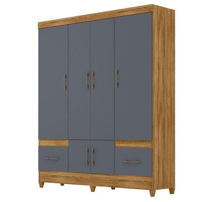 Guarda Roupa Casal MS912 6 Portas 2 Gavetas Freijó Cinza MDP Moval Móveis