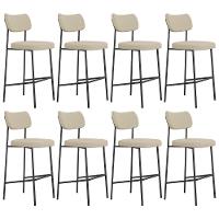 Banqueta Alta Bar Estofada Kit 8 Milli Linho Areia A14 - Mpozenato - 1