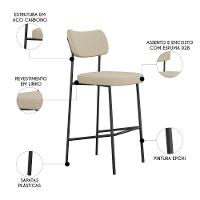 Banqueta Alta Bar Estofada Kit 8 Milli Linho Areia A14 - Mpozenato - 2