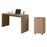 Mesa Para Computador E Gaveteiro Gávea Com Chave 4 Gavetas Freijó Fosco - Móveis Leão - 2