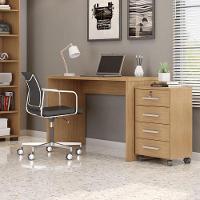 Mesa Para Computador E Gaveteiro Gávea Com Chave 4 Gavetas Freijó Fosco - Móveis Leão - 7