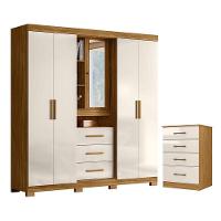 Guarda Roupa Solteiro Eldorado E Cômoda Ms913 Freijó Off White - Moval - 1