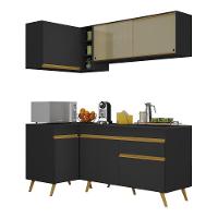 Cozinha Compacta De Canto Veneza Gb Mp2056 Com Armário E Balcão Preta - 2