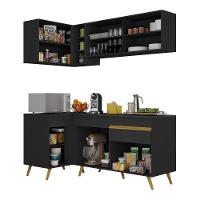 Cozinha Compacta De Canto Veneza Gb Mp2056 Com Armário E Balcão Preta - 5