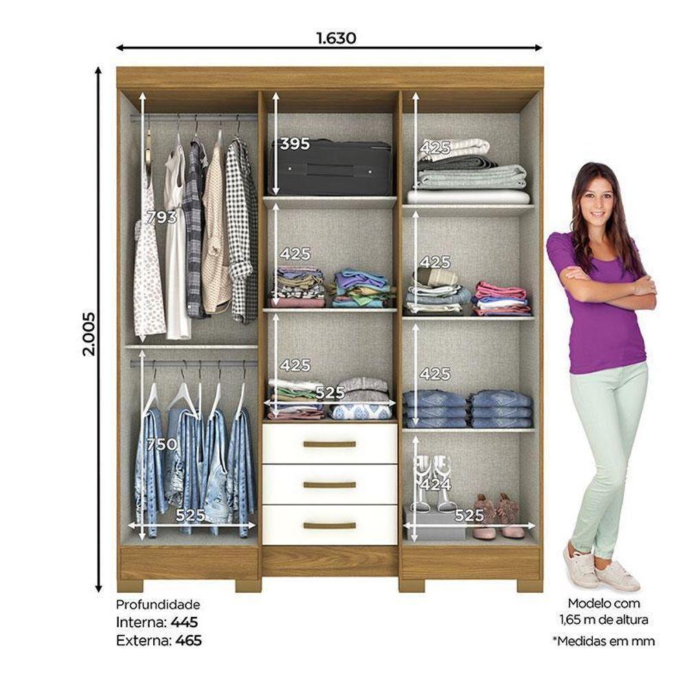 Guarda Roupa Solteiro Mentor Nature Off White – Briz Móveis - 3