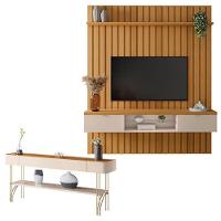 Painel Para Tv Home Suspenso Ripado You Illusion 1.8 Com Aparador Vivant Off White - Hb Móveis - 1