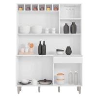 Armário Para Cozinha Ambiente Kit Alice Branco Brilho - Ajl - 4