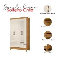 Guarda Roupa Solteiro Chile E Cômoda Vênus Com Pés Freijó Off White – Moval - 3