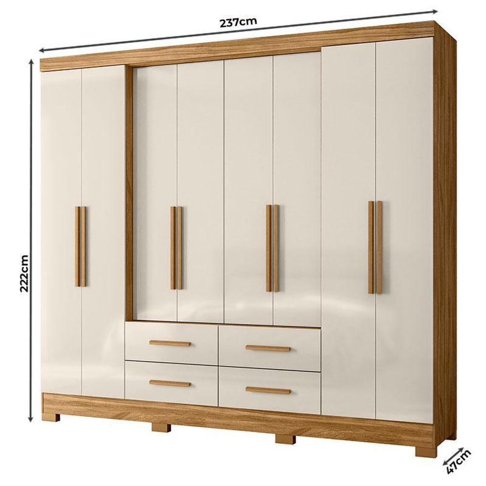 Guarda Roupa Casal San Lorenzo E Cômoda Vênus Com Pés Freijó Off White – Moval - 4