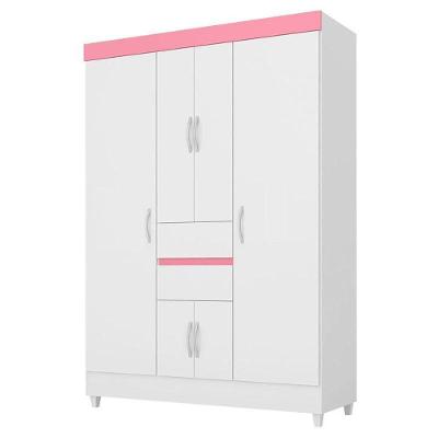Guarda Roupa Infantil Ecom 2 Branco Rosa – Demóbile