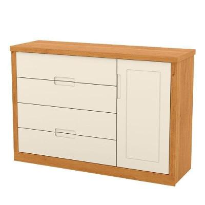 Cômoda Infantil Tutto New 4 Gavetas MDF com Porta Off White Freijó