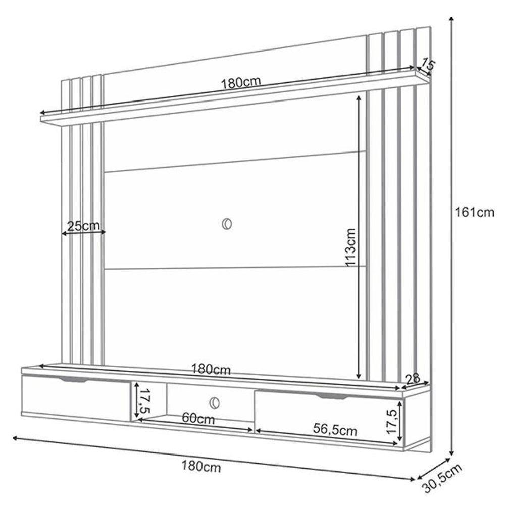 Painel Para Tv Suspenso Solus E Mesa De Centro Cadenza Cinamomo Off White – Hb Móveis - 4