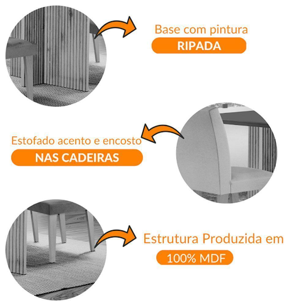 Sala De Jantar Mesa Olimpia 120 Mdf Vidro Canto Copo 4 Cadeiras Grecia Creme/off White/imbuia Ripado - 9