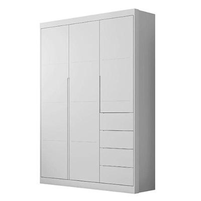 Guarda Roupa Infantil Solteiro Eloá 3 Portas Bater 4 Gavetas Branco Acetinado MDF Phoenix