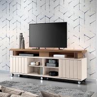 Rack Bancada Para Sala Rivera 1.8 Off White Castanho – Hb Móveis - 5