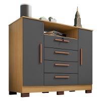 Guarda Roupa Casal Módena Com Cômoda Madri Carvalho Americano Grafite – Incorplac - 5